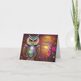 Cartão de Aniversário Personalizável Steampunk Owl