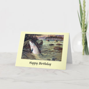 Cartão de Aniversário - Pesca - Salmão