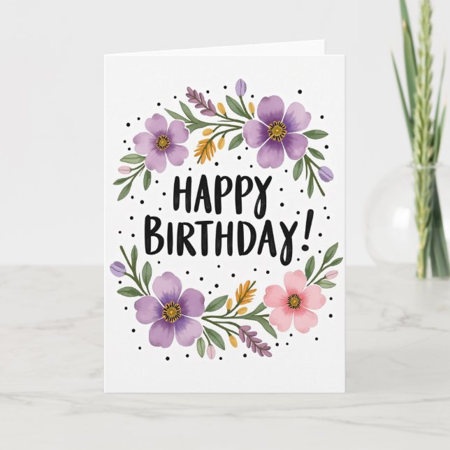 Cartão de Aniversário Pétala Corada (Frente)