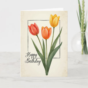 Cartão de Aniversário Pétala de Tulipa Alegre