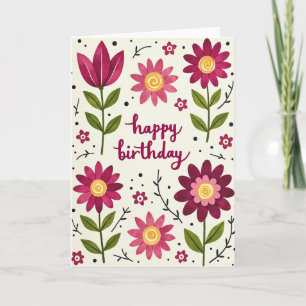 Cartão de Aniversário Pétala Magenta