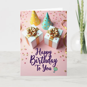 Cartão de Aniversário Pink Flat Lay