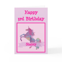 Cartão de Aniversário Pink Pastel Unicorn