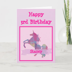Cartão de Aniversário Pink Pastel Unicorn