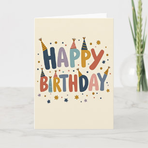 Cartão de Aniversário Pintado Alegre