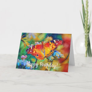 Cartão de Aniversário Pintado com Borboleta