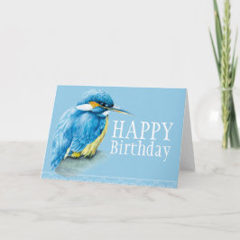 Cartão de aniversário pintado pelo rei-pássaro azu