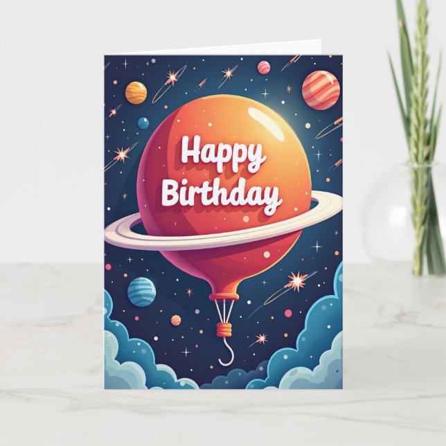 Cartão de Aniversário Planeta Radiante (Frente)
