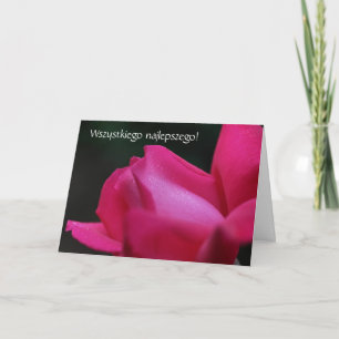 Cartão de Aniversário Polonês Sto Lat Rosa vermelh