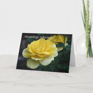 Cartão de Aniversário Polonês Sto Lat Yellow Rose