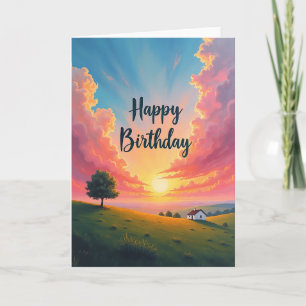 Cartão de Aniversário Pôr do Sol Céu Celebração