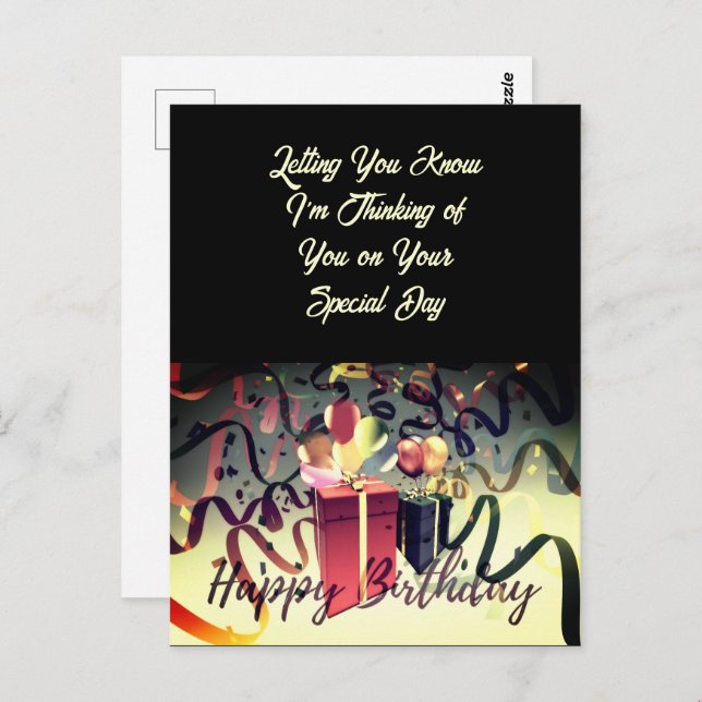 Cartão de Aniversário Postal Dia Especial (Frente/Verso)