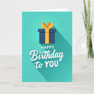 Cartão de Aniversário Presente Verde Azul
