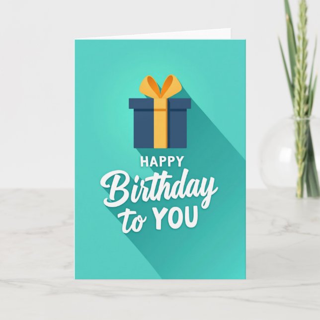 Cartão de Aniversário Presente Verde Azul (Frente)
