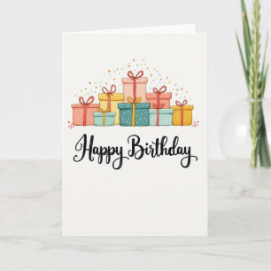 Cartão de Aniversário Presentes Alegres