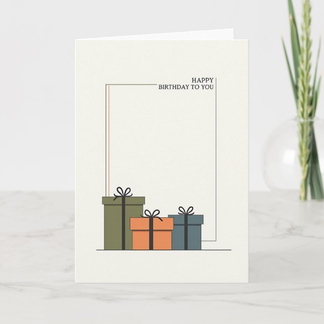 Cartão de Aniversário Presentes Elegantes (Frente)