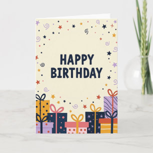 Cartão de Aniversário Presentes Vibrantes