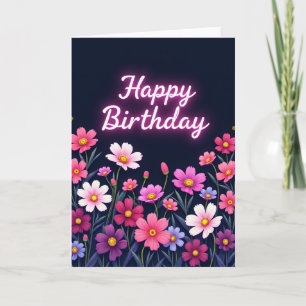 Cartão de Aniversário Preto Blossom