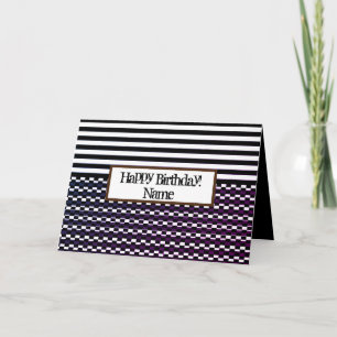 Cartão de aniversário preto e branco, divertido e