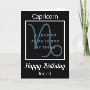 Cartão de Aniversário Preto e Branco do Capricorn