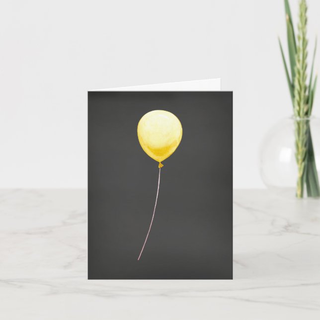 Cartão de aniversário preto elegante com balão ama (Frente)