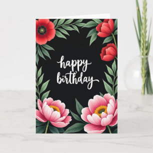 Cartão de Aniversário Preto Veludo