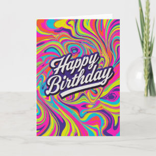 cartão de aniversário psicodélico