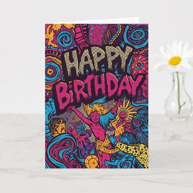 cartão de aniversário psicodélico (Planta pequena)