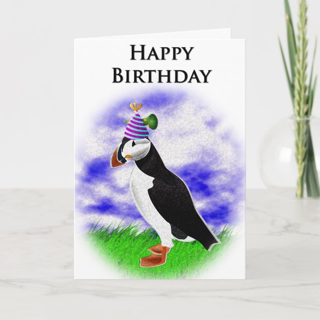 Cartão de Aniversário Puffin (Frente)