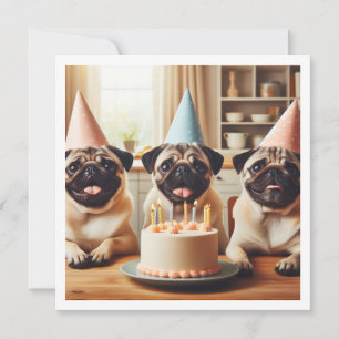 Cartão de aniversário Pug, Cartão Pug, Pug