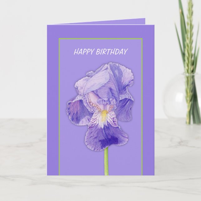 Cartão de Aniversário Púrpura Iris (Frente)