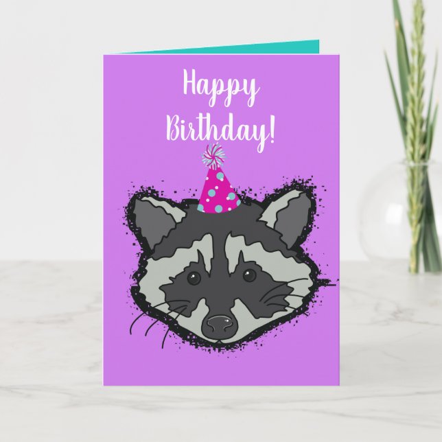 Cartão de aniversário Raccoon (Frente)