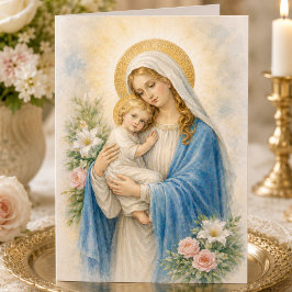 Cartão de Aniversário Religioso Católico Maria e J