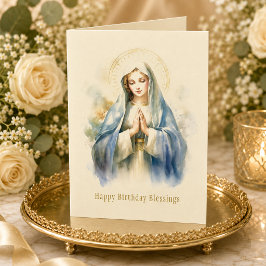 Cartão de Aniversário Religioso da Virgem Maria Ca