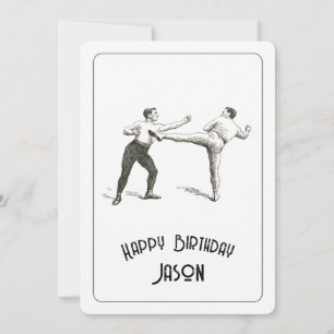Cartão de aniversário retrô de boxe masculino