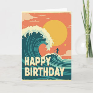 Cartão de Aniversário Retro Wave