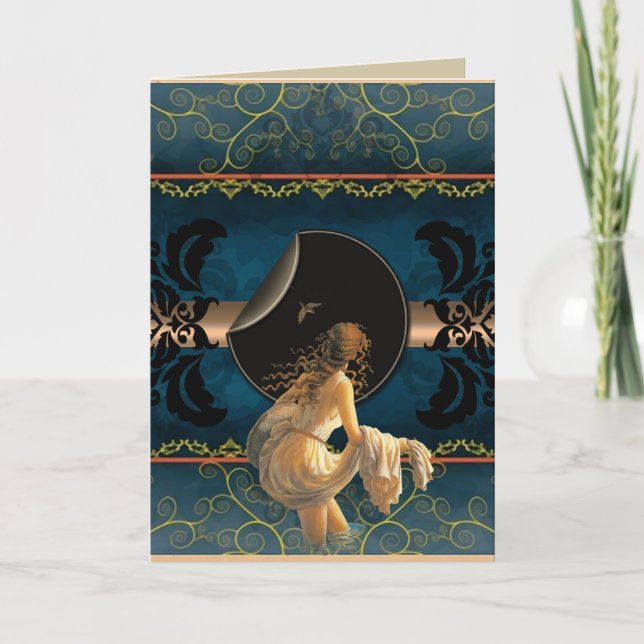 Cartão de Aniversário Romântico - Mulher na Água (Frente)