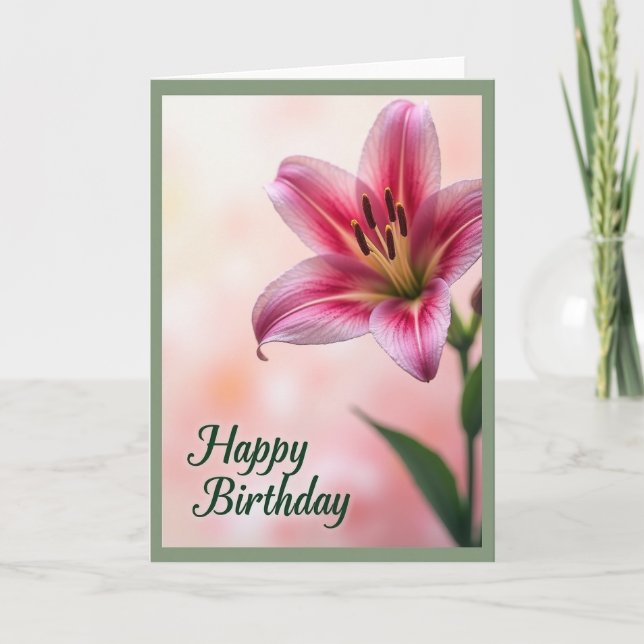 Cartão de Aniversário Rosa (Frente)