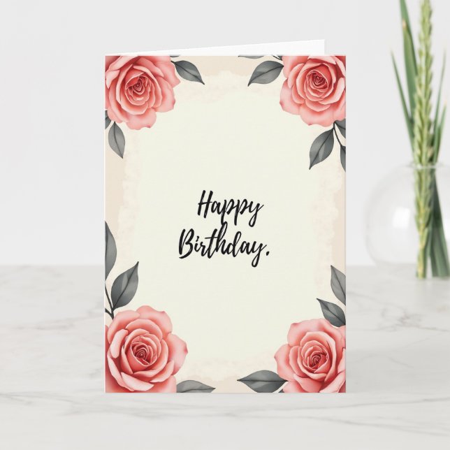 Cartão de Aniversário Rosa Alegria (Frente)