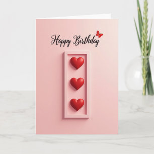 Cartão de Aniversário Rosa Bege