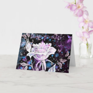 Cartão de Aniversário Rosa Branca