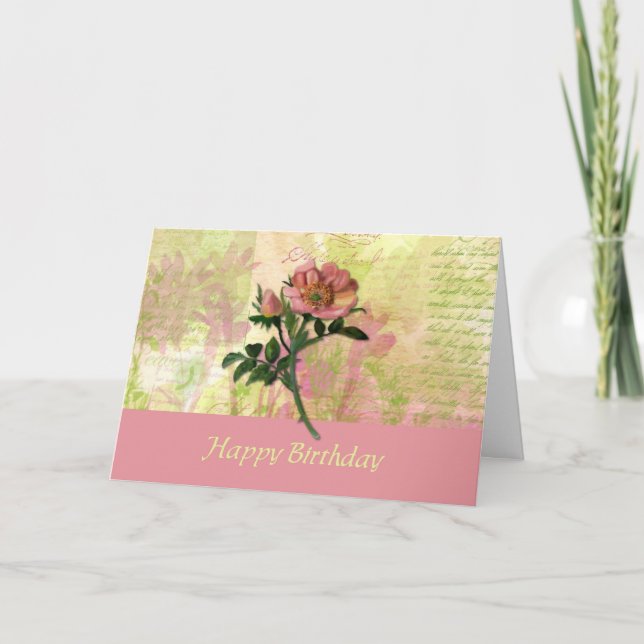 Cartão de Aniversário Rosa de Cão (Frente)