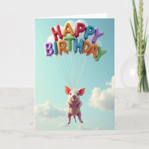 Cartão de Aniversário Rosa Flutuante