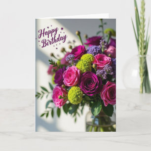 Cartão de Aniversário Rosa Fúcsia Adorável