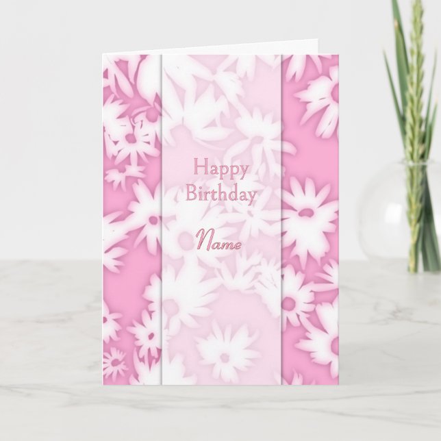 Cartão de Aniversário Rosa Me Daisie Rosa (Frente)