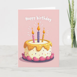 Cartão de Aniversário Rosa Pastel