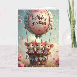 Cartão de Aniversário Rosa Pastel