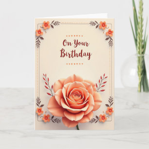 Cartão de Aniversário Rosa Pêssego