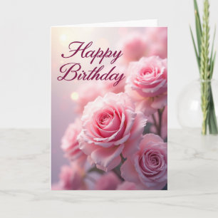 Cartão de Aniversário Rosa Rosa