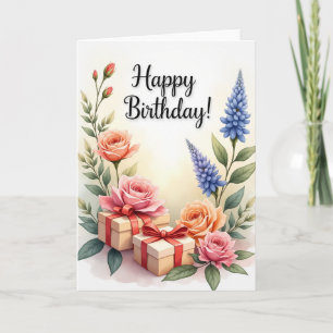 Cartão de Aniversário Rosa Suave